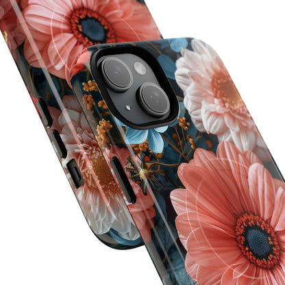 Coral Teal Blooms - Tough + MagSafe® iPhone 15 Phone Case