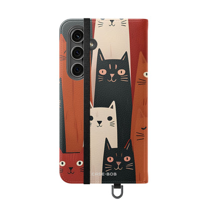 Cat Columns Orange - Samsung S24 Plus Case - Wallet