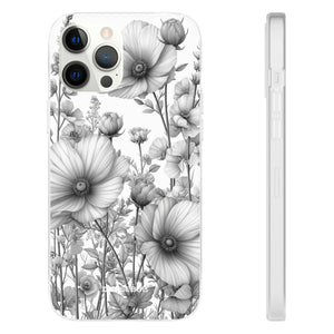 Monochrome Flora | Flexible Phone Case for iPhone