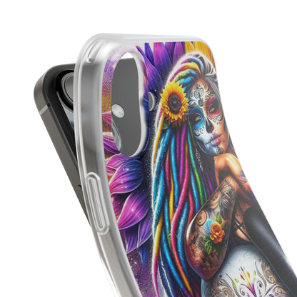 Sunflower Skull Glow iPhone 16 Plus Case - Soft