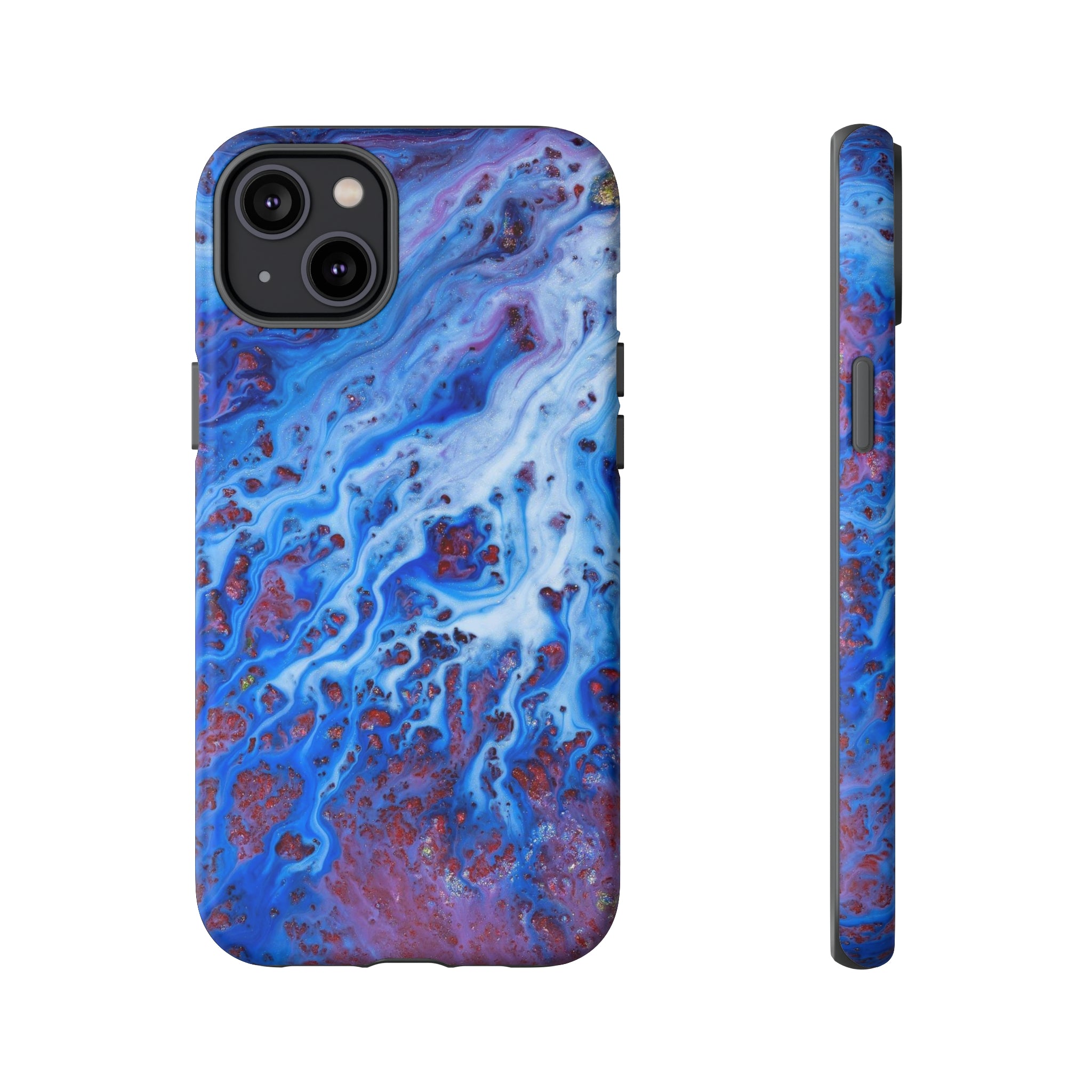 Ice Blue River Ink Art iPhone Case (Protective) iPhone 14 Plus Matte Phone Case