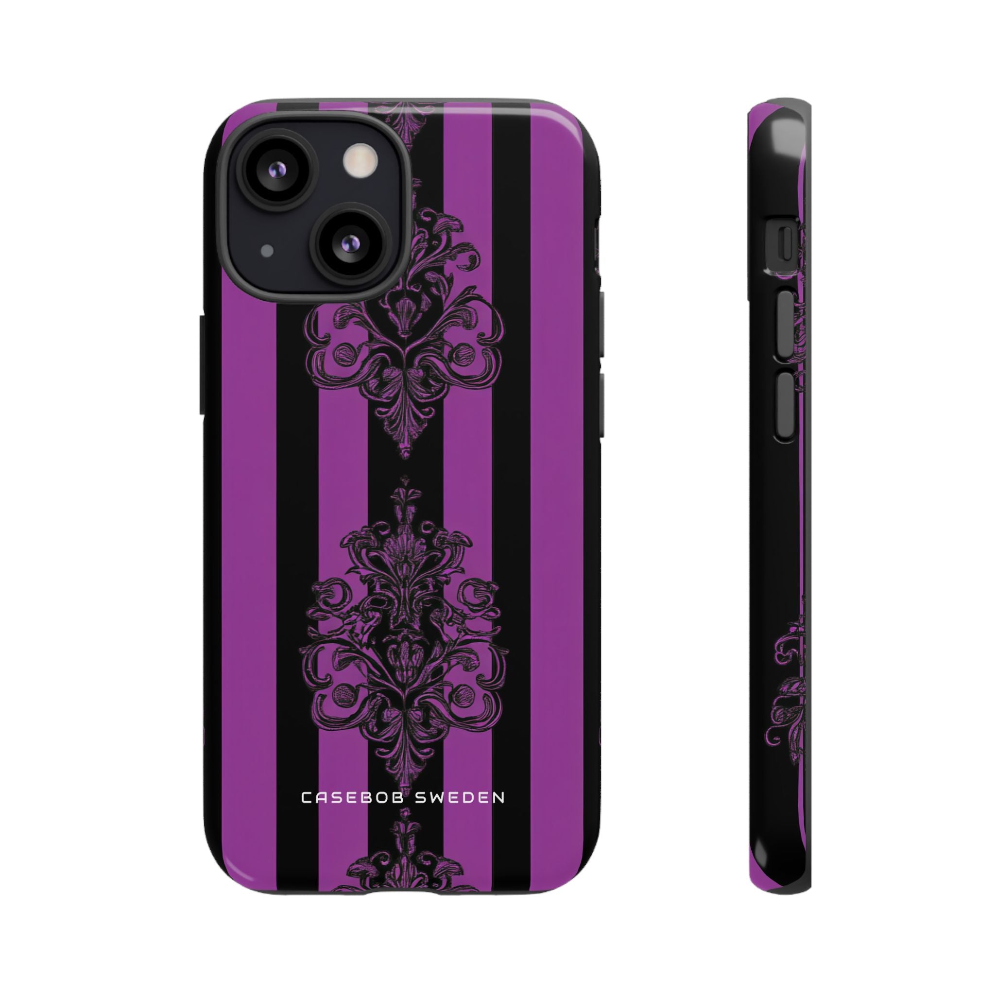 Gothic Elegance with Vertical Stripes and Ornamental Motifs iPhone 13 - Tough Phone Case