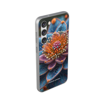 Blue-Orange Floral Swirl - Flexi Samsung S23 Phone Case