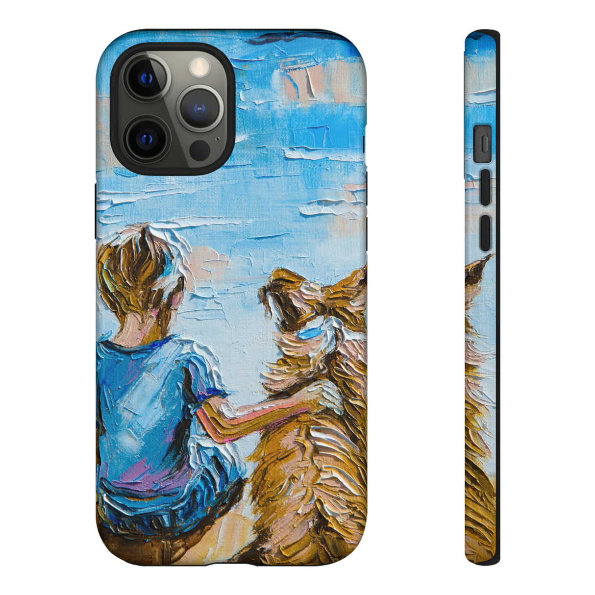 Boy with Dog - Protective Phone Case