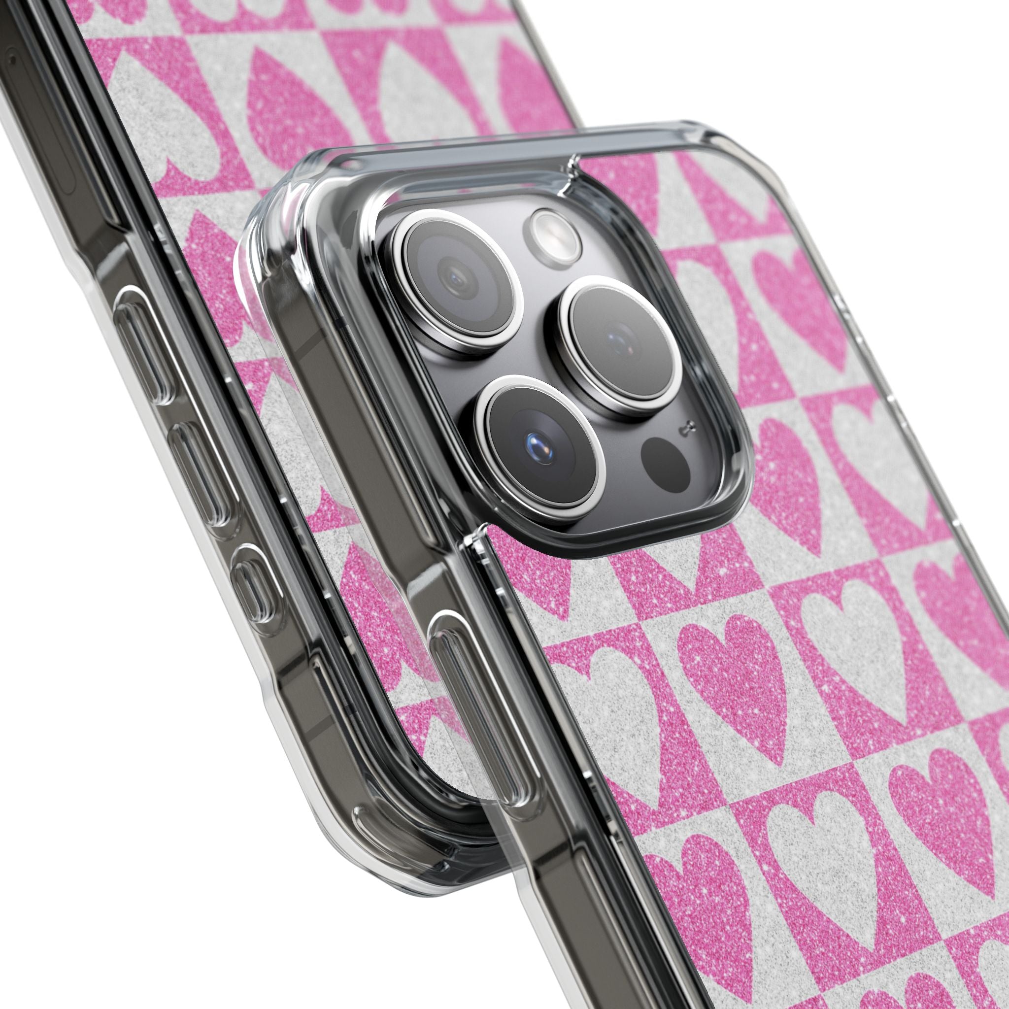 Glitter Heart Grid iPhone 15 Pro Case - Impact