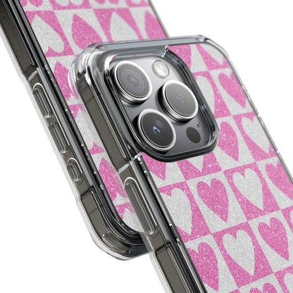 Glitter Heart Grid iPhone 15 Pro Case - Impact