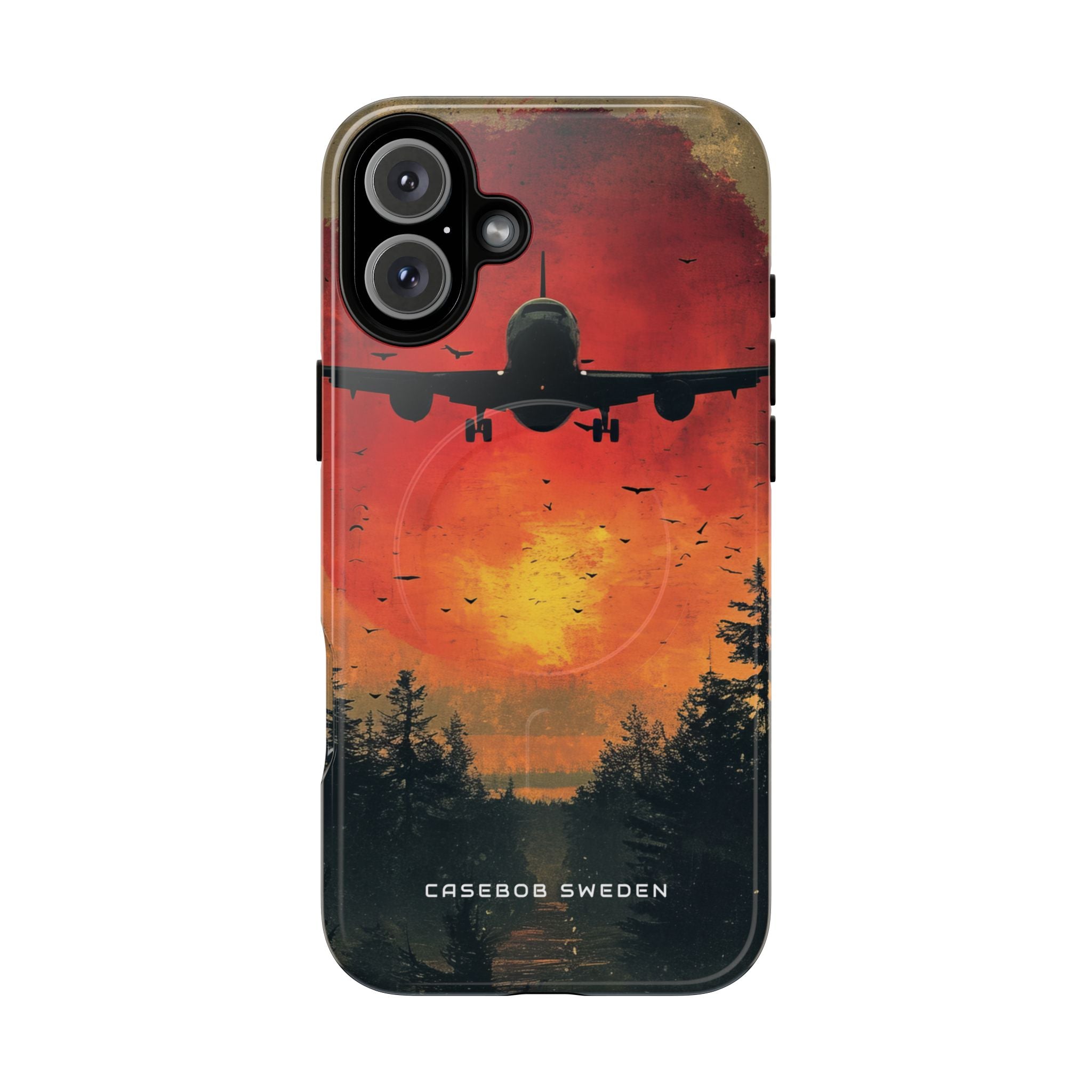 Vintage Sunset Airplane Silhouette iPhone 16 | Tough+ Phone Case