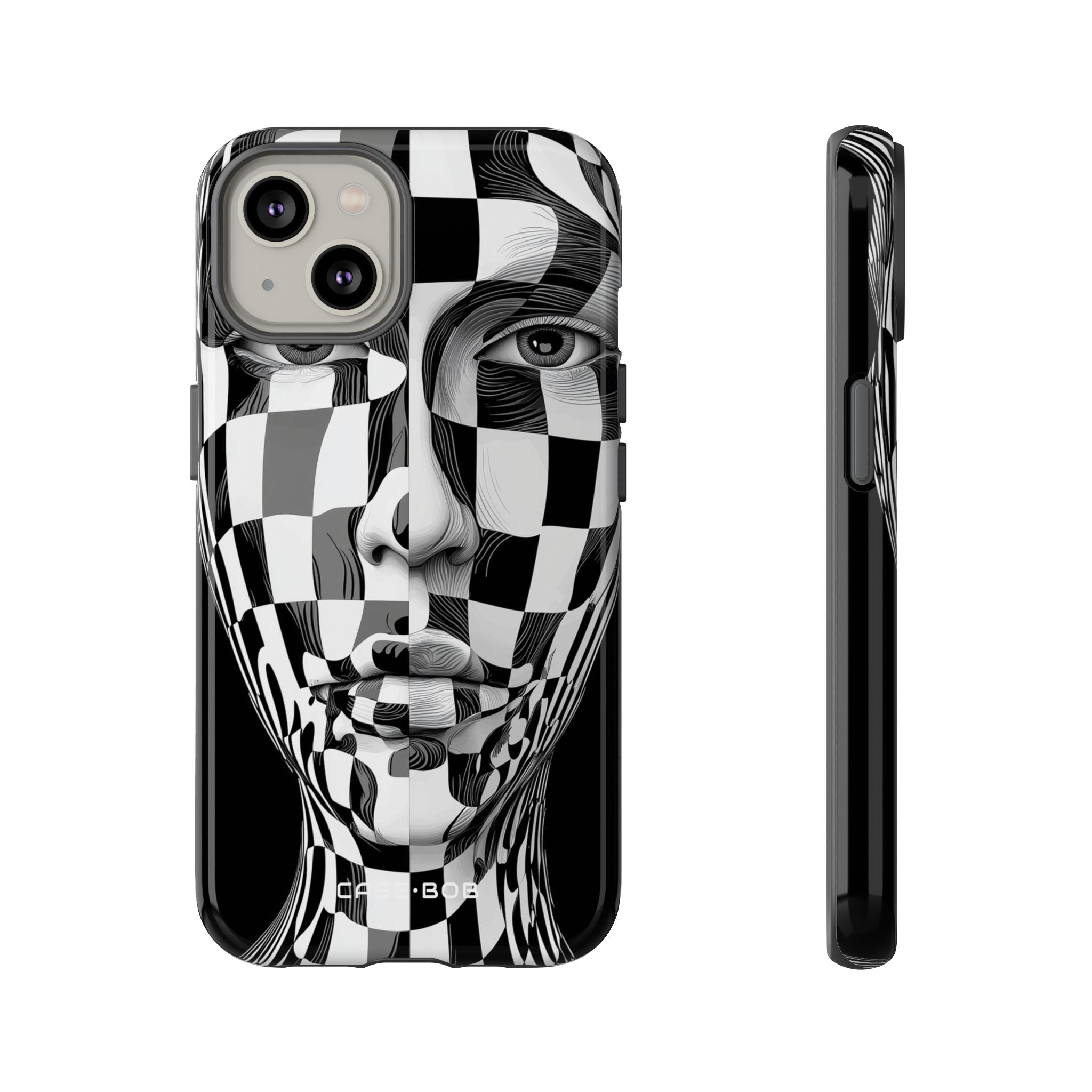 Checkered Face iPhone 14 Case - Tough