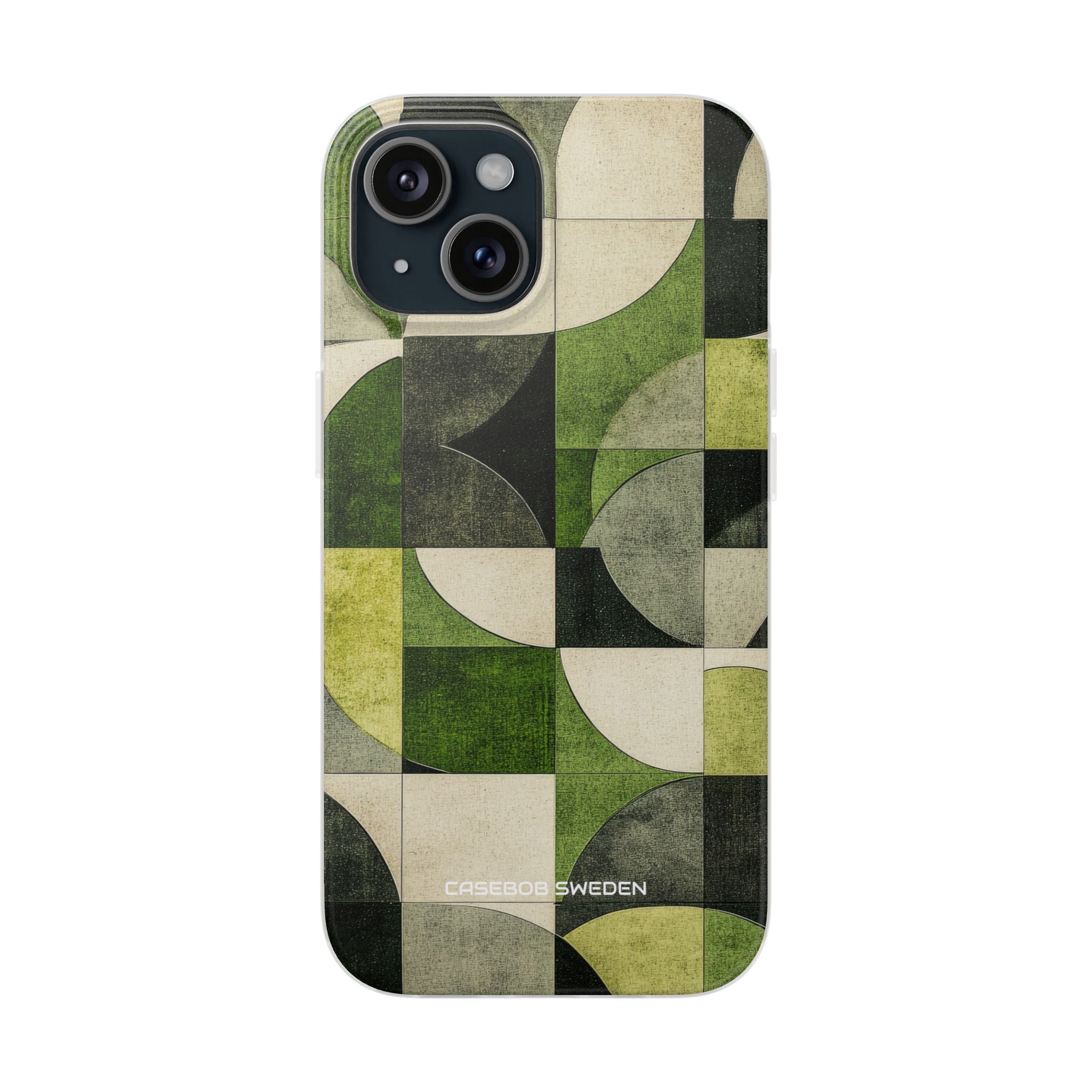 Green Geometric Harmony - Flexi iPhone 15 Phone Case