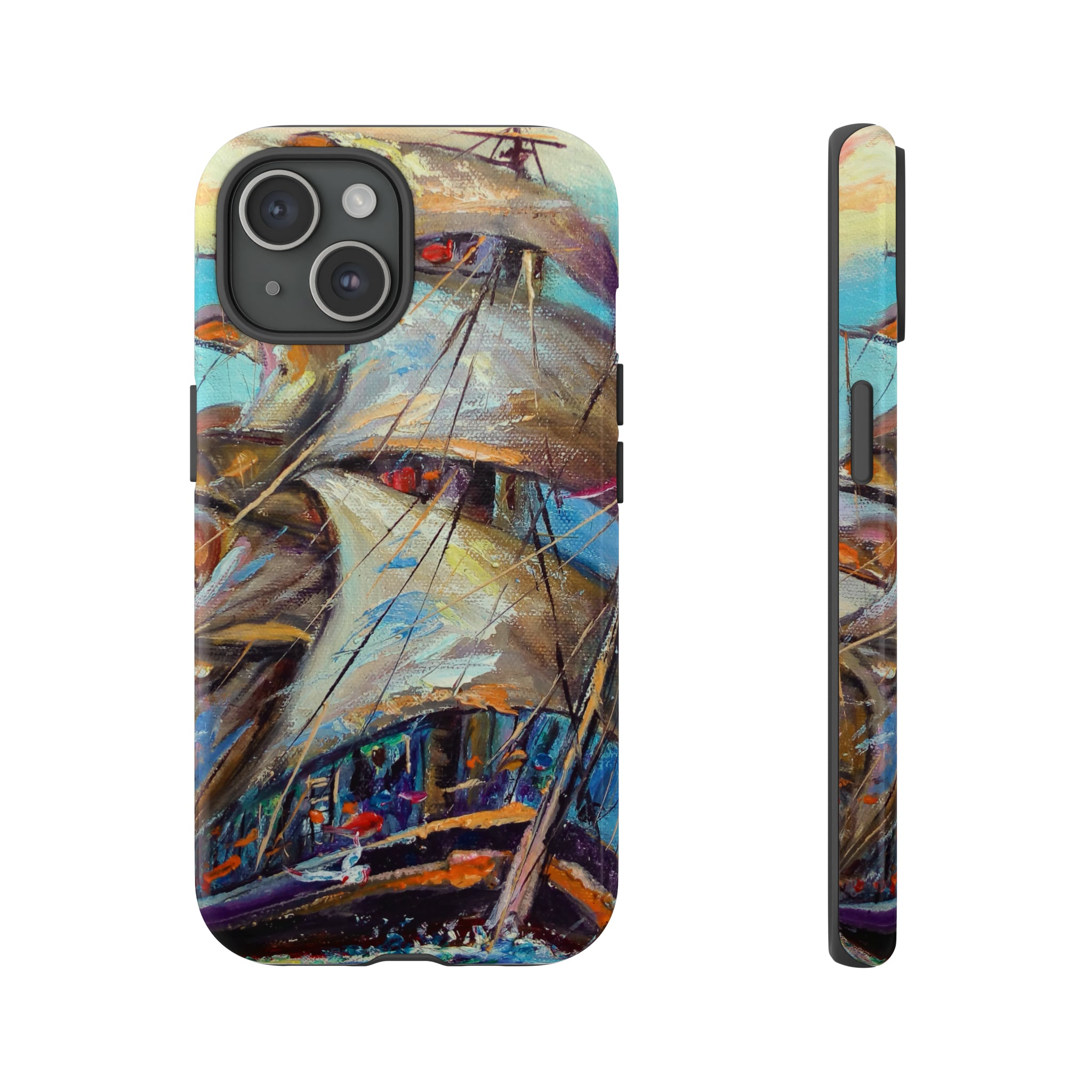 Oil painting - Sailboat - Protective Phone Case