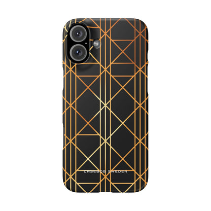 Golden Geometric Elegance iPhone 16 - Slim Phone Case