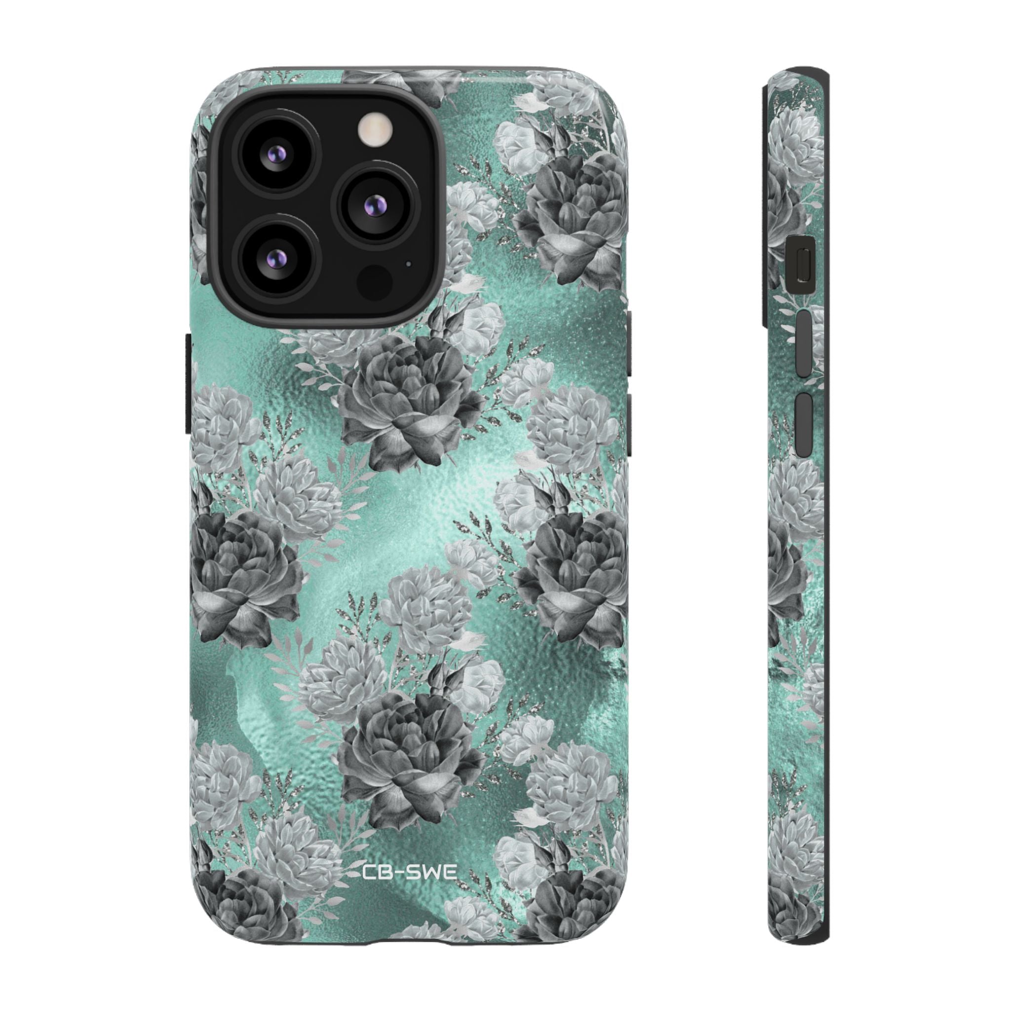 Teal Floral Elegance - iPhone Case
