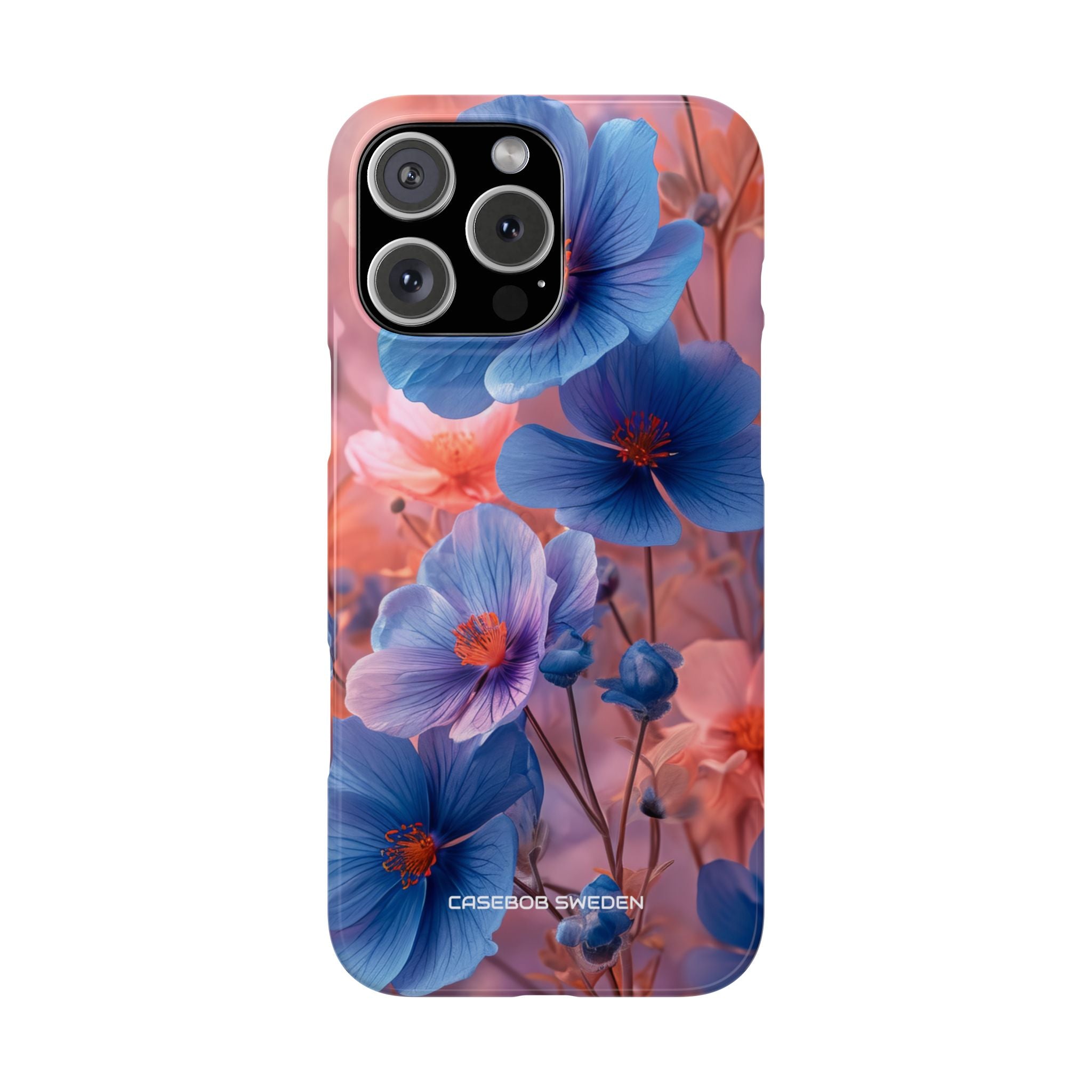 Blue Peach Blossoms - Slim iPhone 16 Phone Case