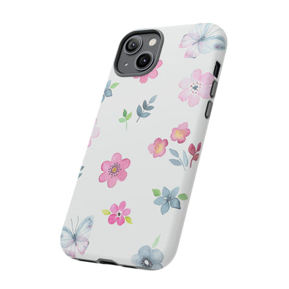 Vintage flowers and butterflies iPhone case - Protective Phone Case