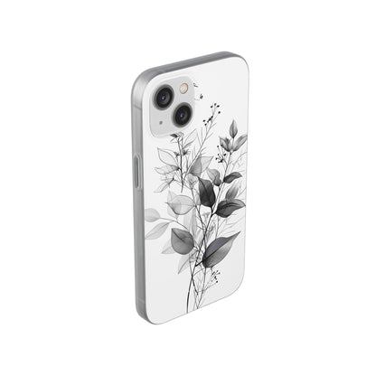 Veined Leaves Gray iPhone 14 Case - Soft