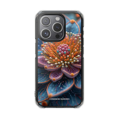 Blue-Orange Floral Swirl - Clear Impact iPhone 15 Phone Case