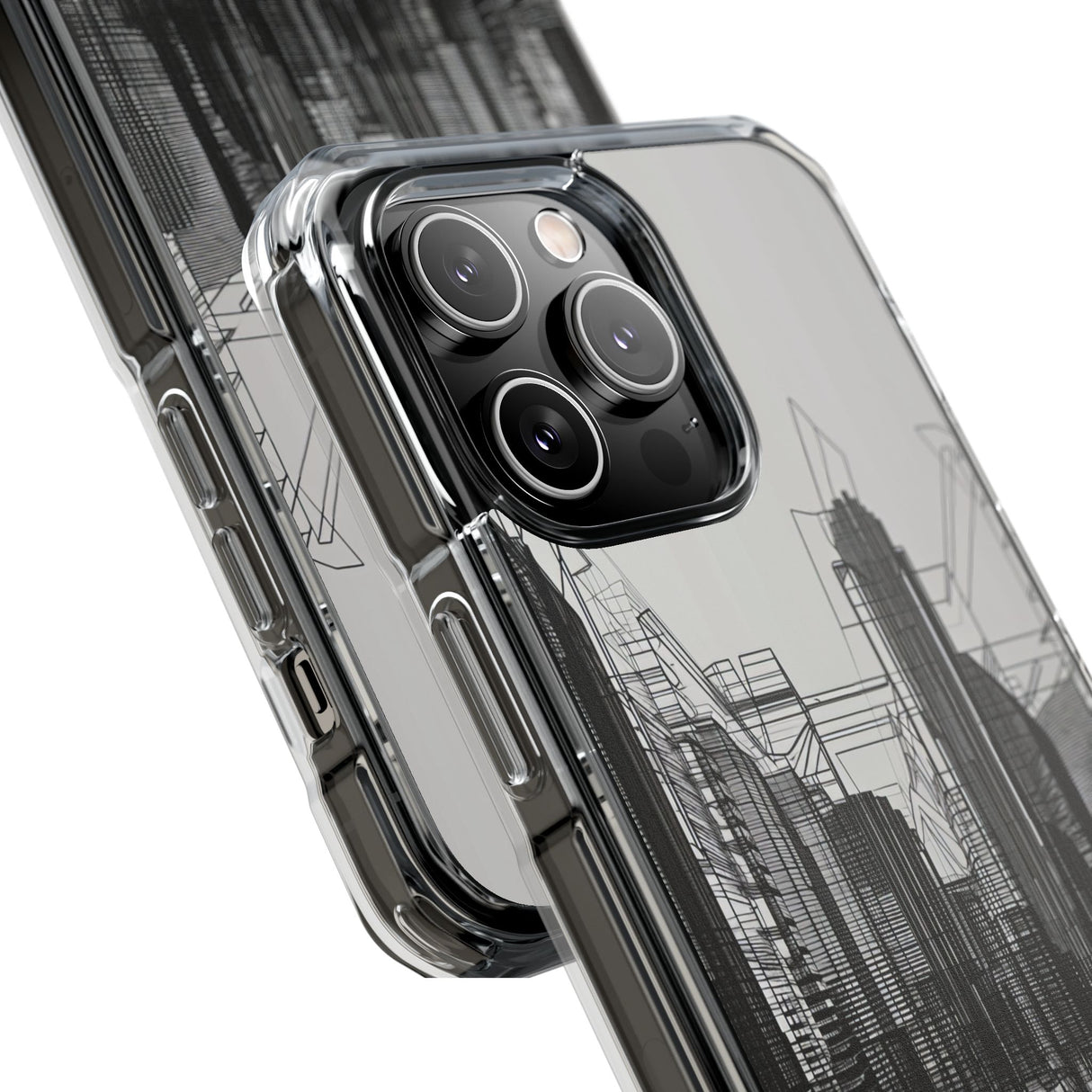 Urban Wireframe – Handyhülle für iPhone (Clear Impact – Magnetisch)