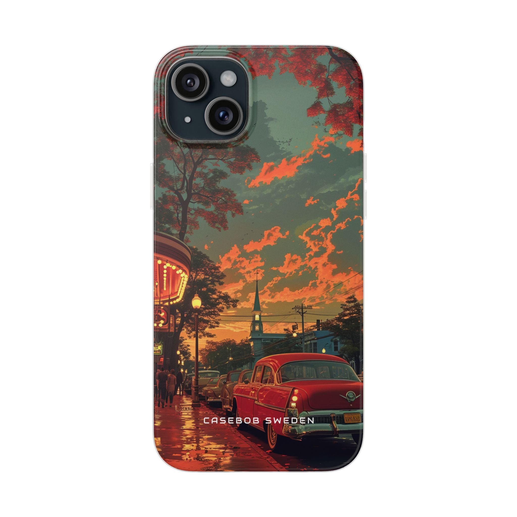 Mid-Century Nostalgia Streetscape iPhone 15 - Flexi Phone Case