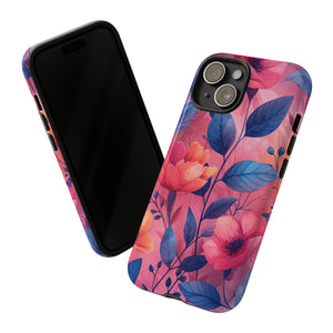 Herringbone Blossom Harmony - Protective Phone Case