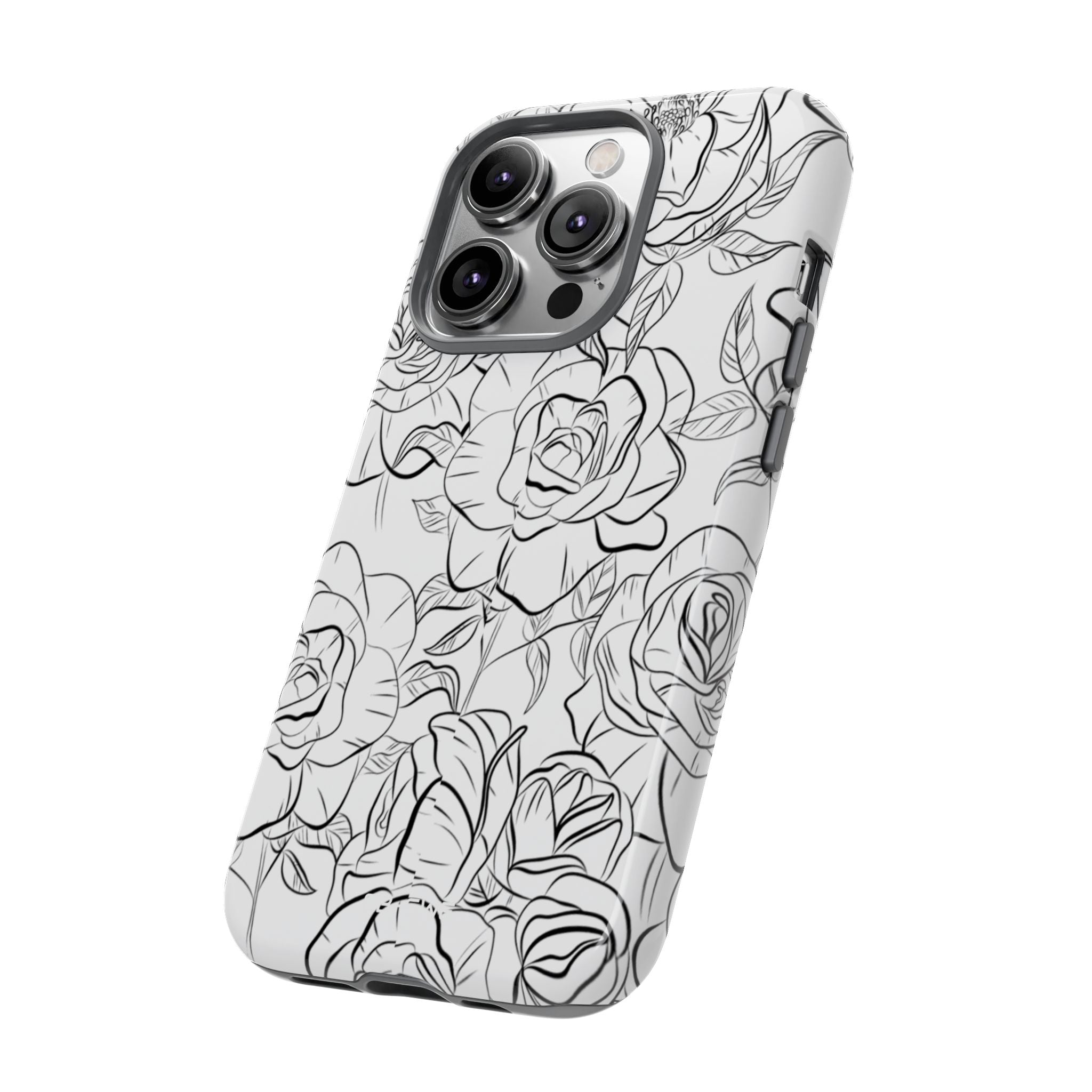 Intricate Rose Sketches - iPhone Case