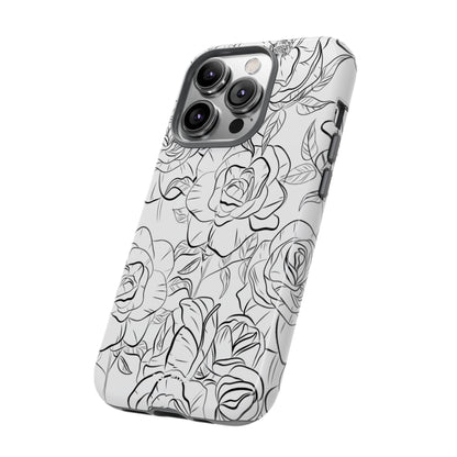 Intricate Rose Sketches - iPhone Case