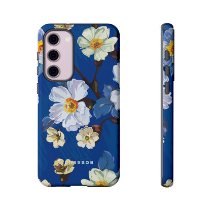 Elegant Flower on Blue iPhone Case | Tough