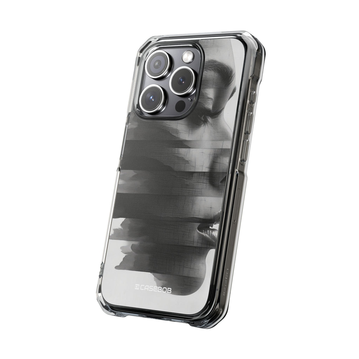 Abstract Glitch Portrait - Phone Case for iPhone (Clear Impact - Magnetic)