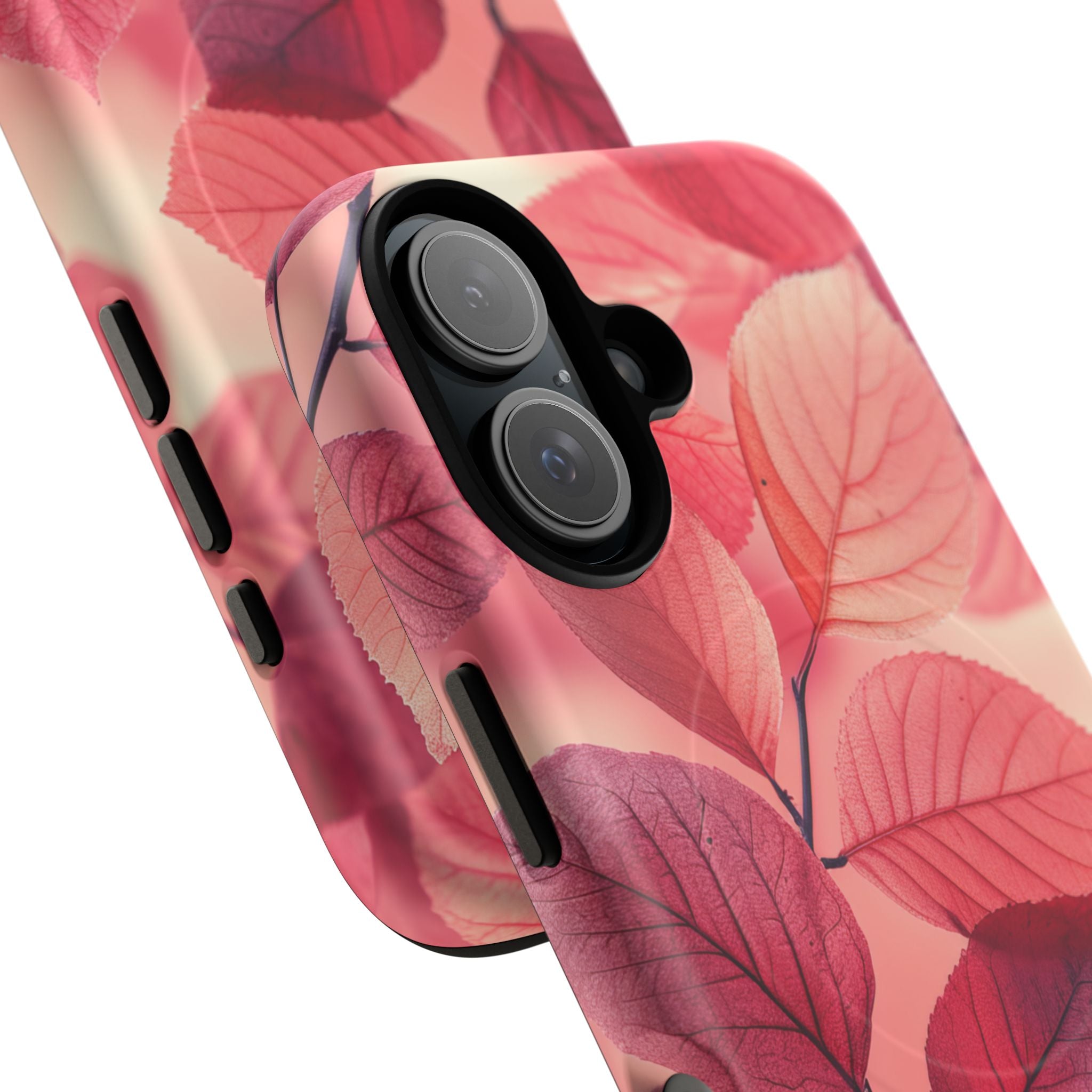 Elegante rosa Blätter iPhone 16 Tough+ Handyhülle