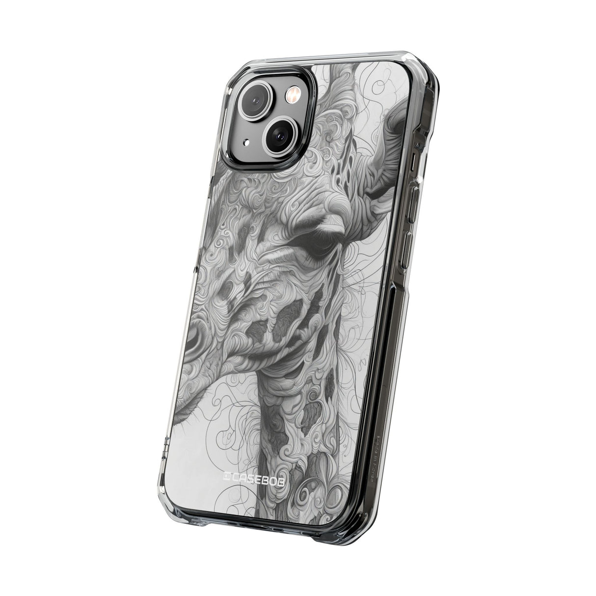 Monochrome Giraffe - Phone Case for iPhone (Clear Impact - Magnetic)