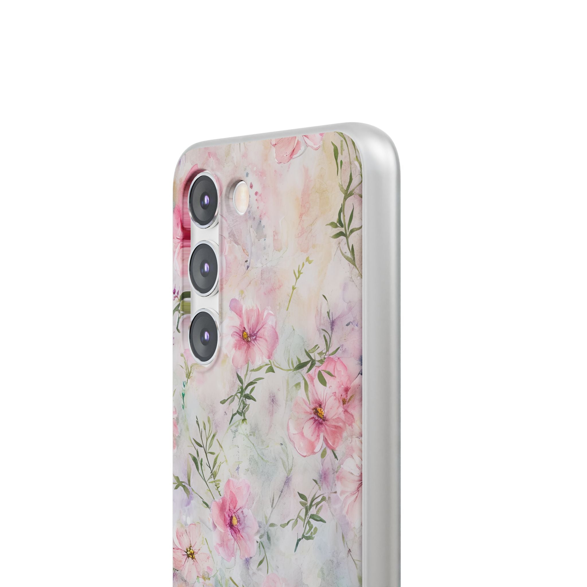 Pink Floral Watercolor Decor - Flexi Samsung S23 Phone Case