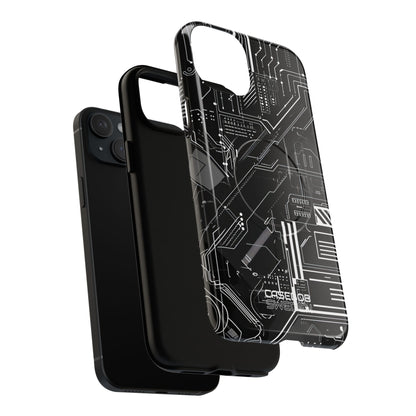 Futuristisch Circuit Raster iPhone 15 - Tough+