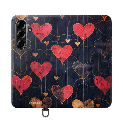 Textured Heart Grid - Samsung S25 Case - Wallet
