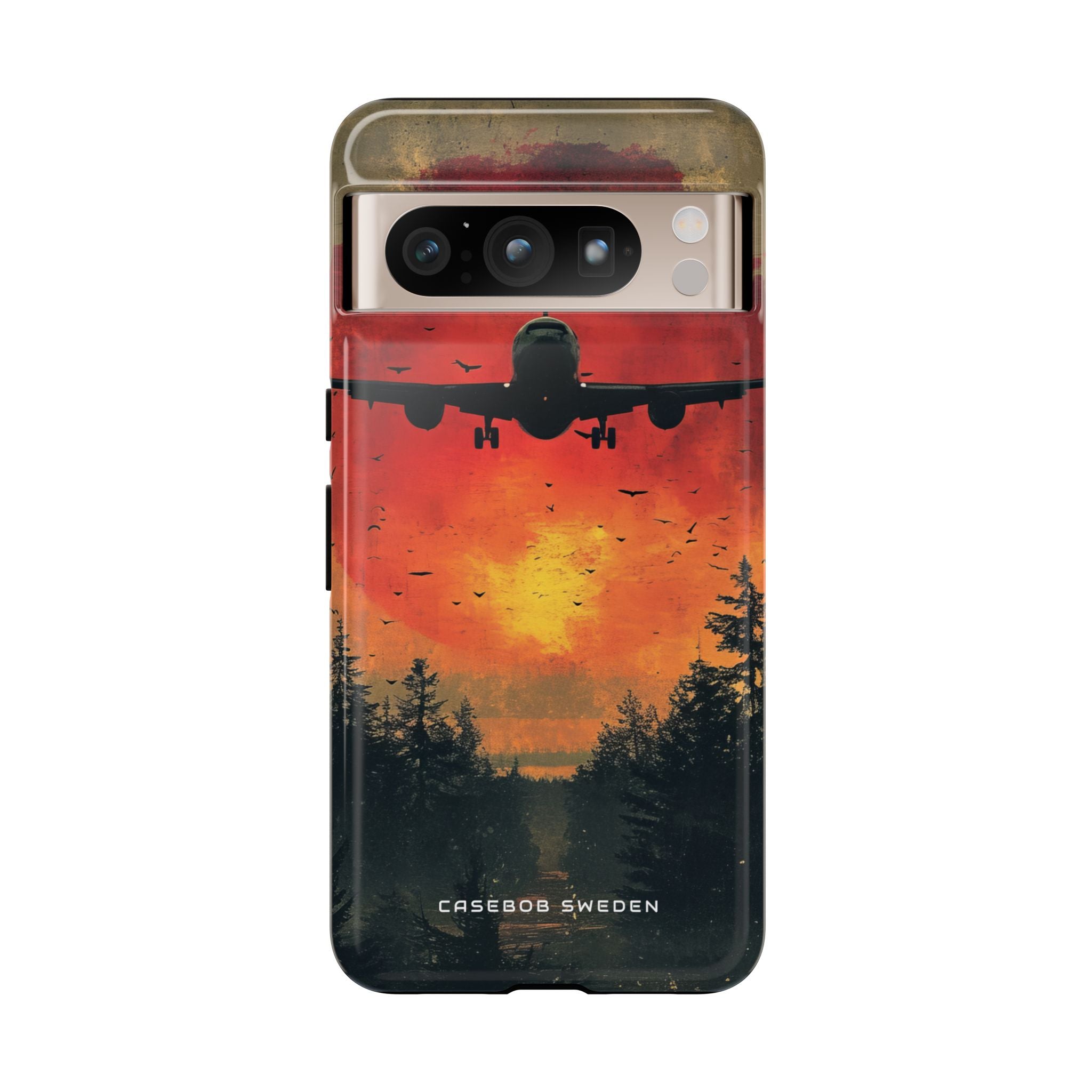 Vintage Sunset Airplane Silhouette Google Pixel 8 - Tough Phone Case