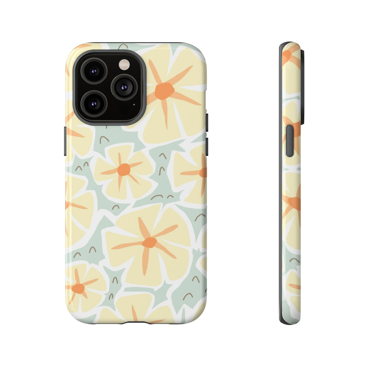 Pastel Yellow Happy Flower iPhone Case (Protective) iPhone 14 Pro Max Glossy Phone Case