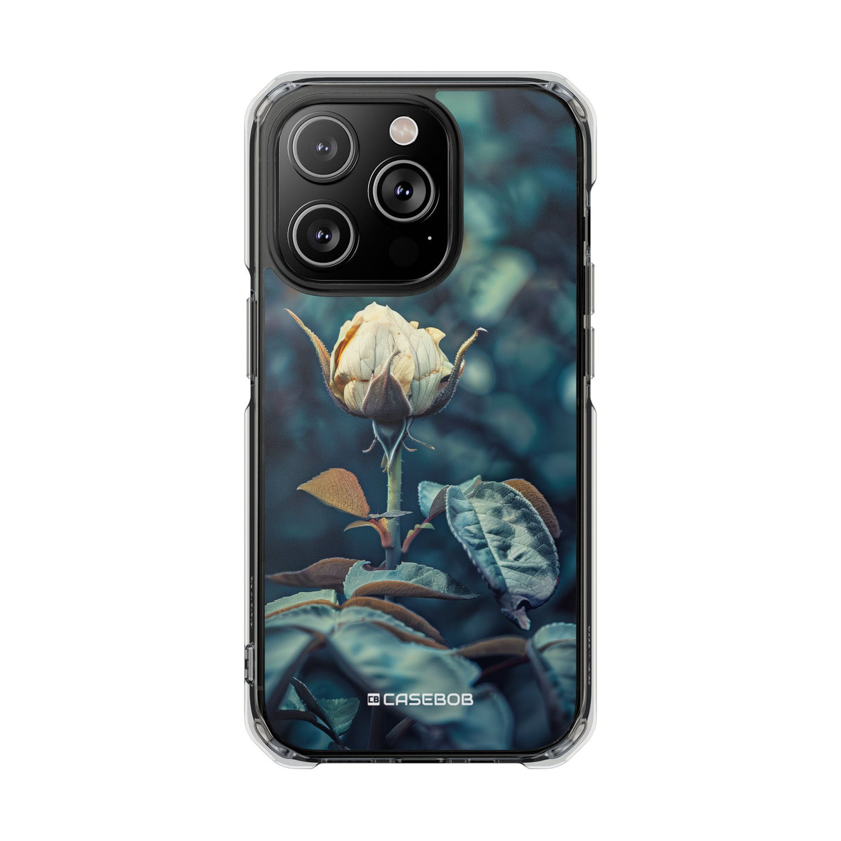 Teal Rosebud Serenade - Phone Case for iPhone (Clear Impact - Magnetic)