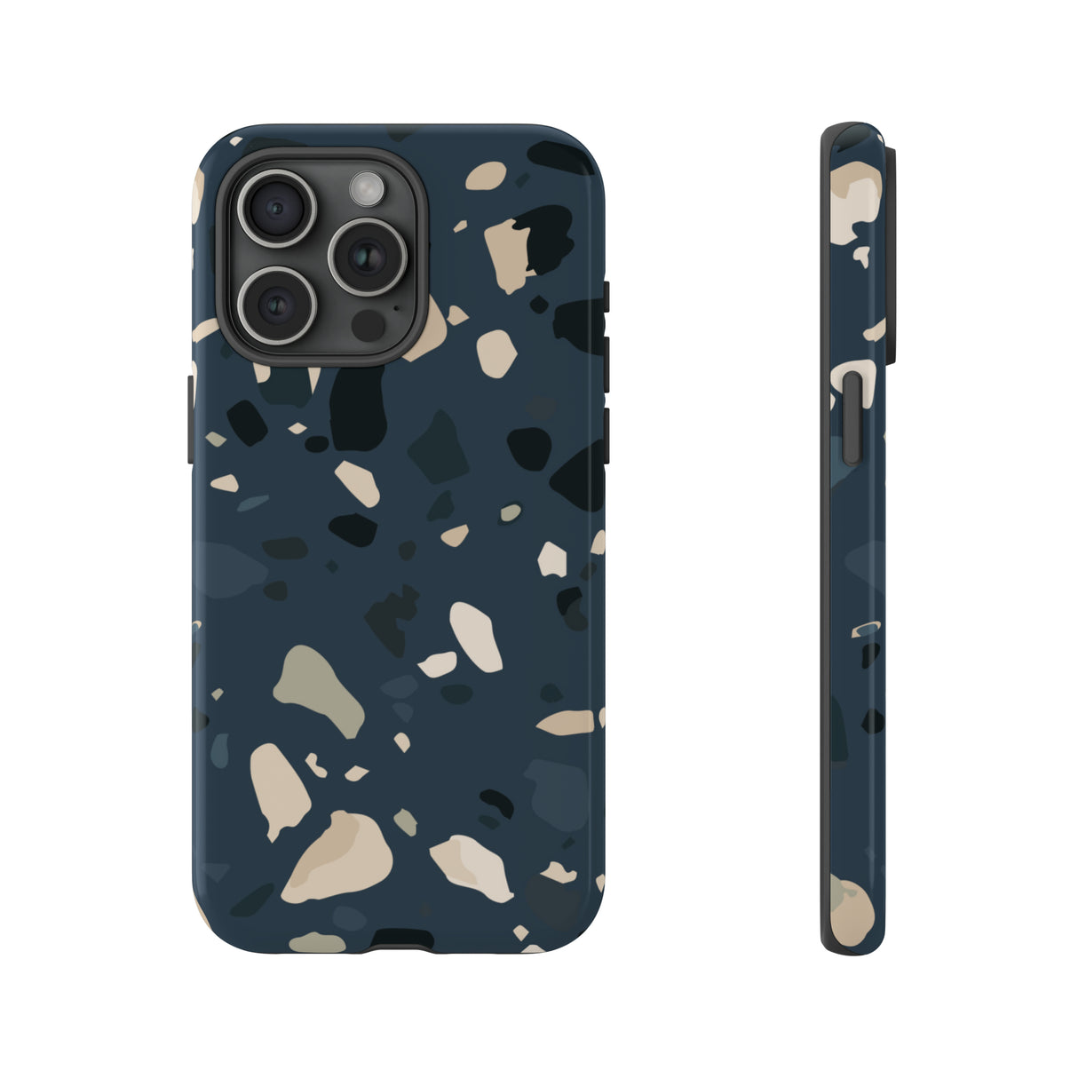 Dark Blue Terrazzo - Protective Phone Case