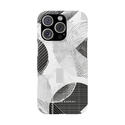 Geometric Monochrome Flow iPhone 16 - Slim Phone Case