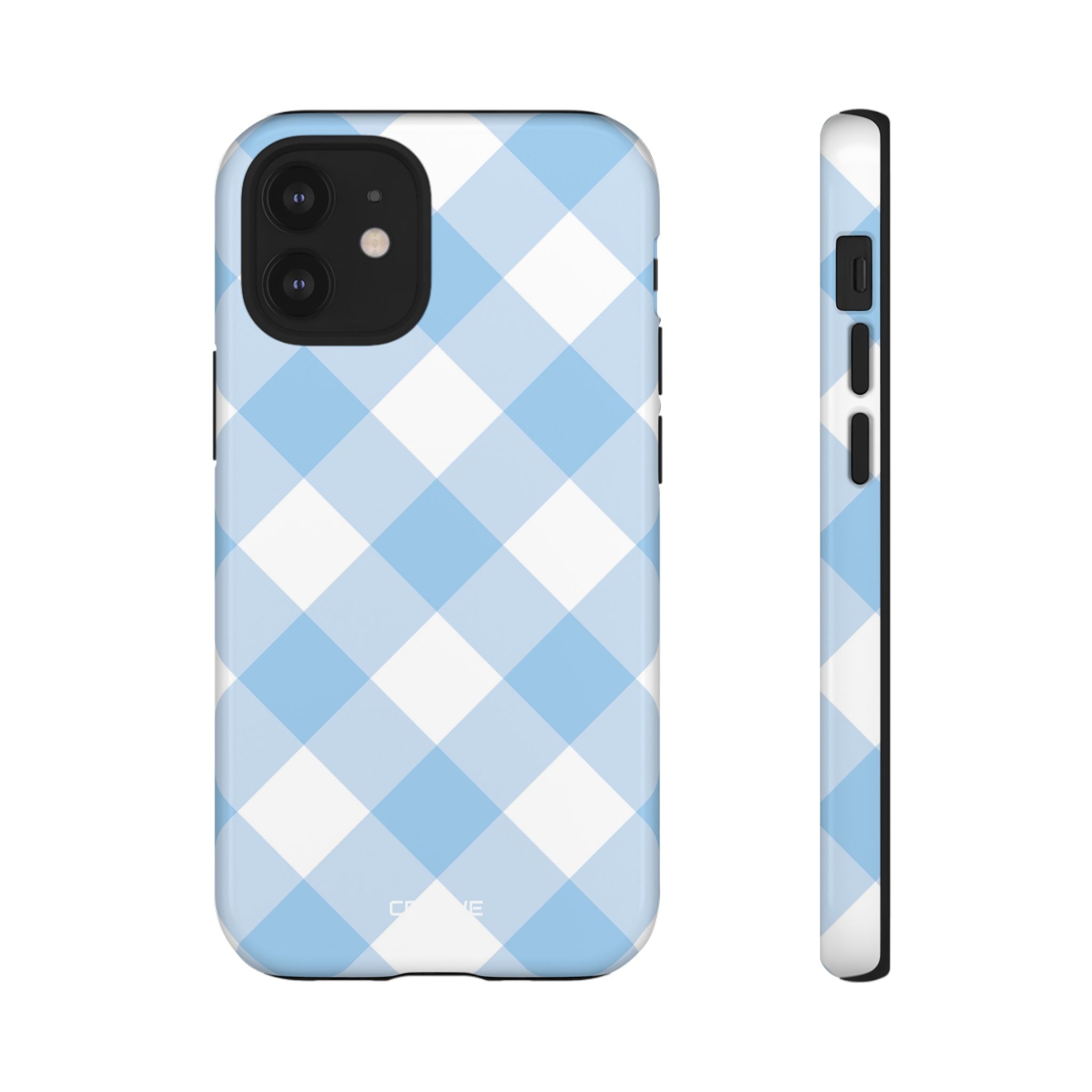 Soft Blue Gingham Elegance - iPhone Case