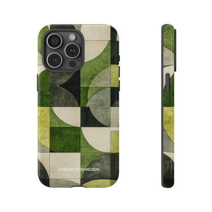 Green Geometric Harmony - Tough iPhone 15 Phone Case