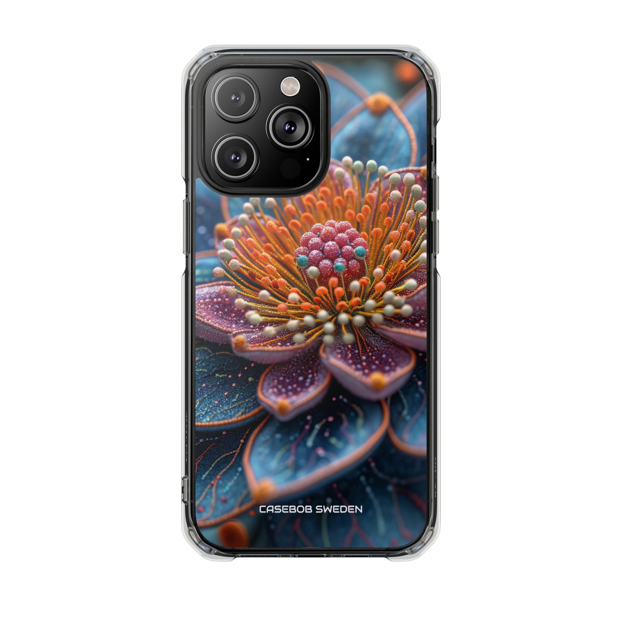 Blue-Orange Floral Swirl - Clear Impact iPhone 14 Phone Case