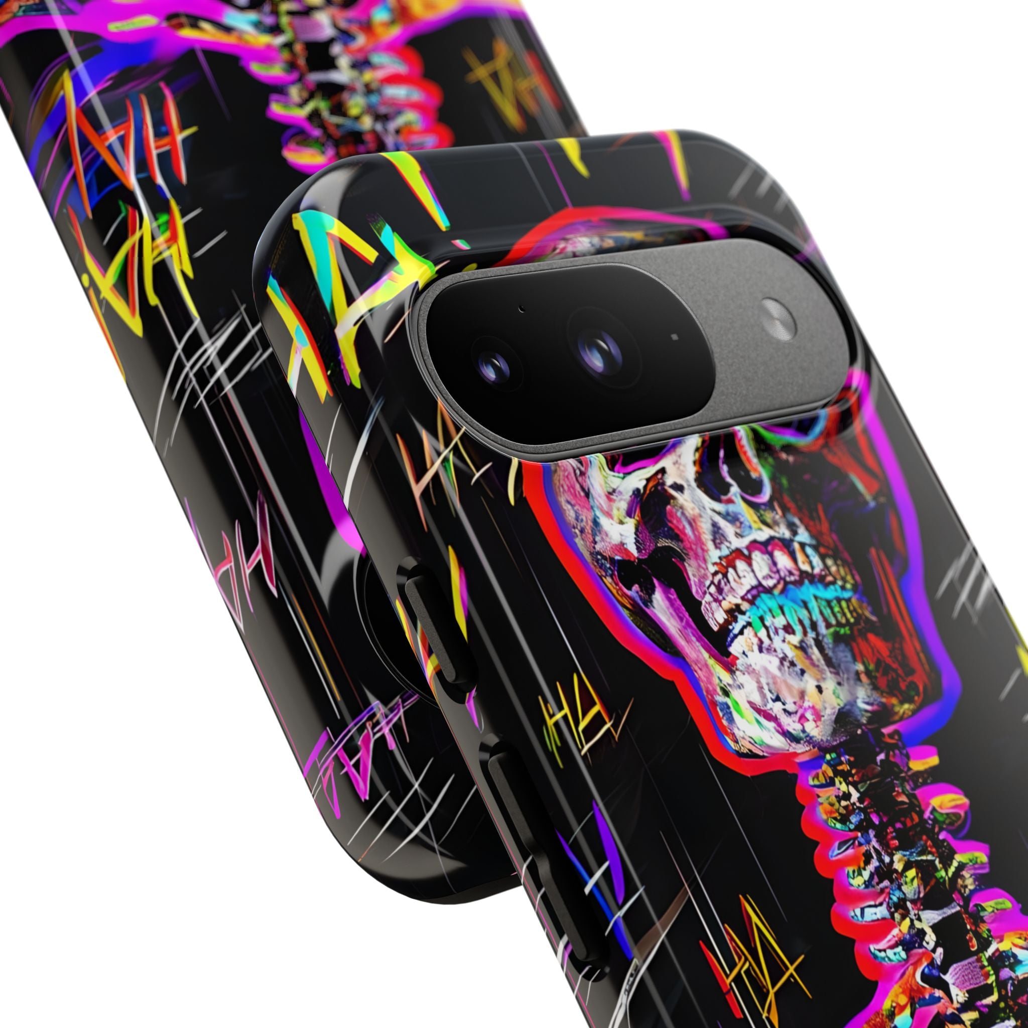 Neon Skeleton Laugh Google Pixel 9 Case - Tough