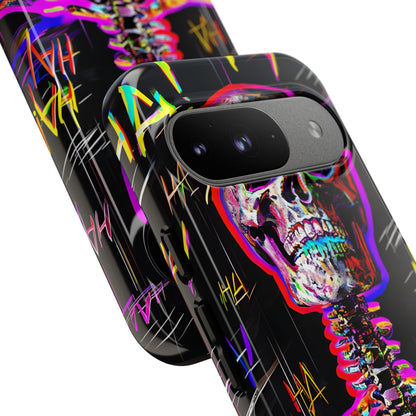 Neon Skeleton Laugh Google Pixel 9 Case - Tough