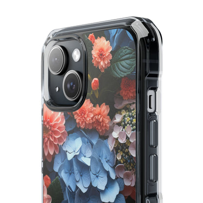 Blue Floral Bliss - Clear Impact iPhone 15 Phone Case