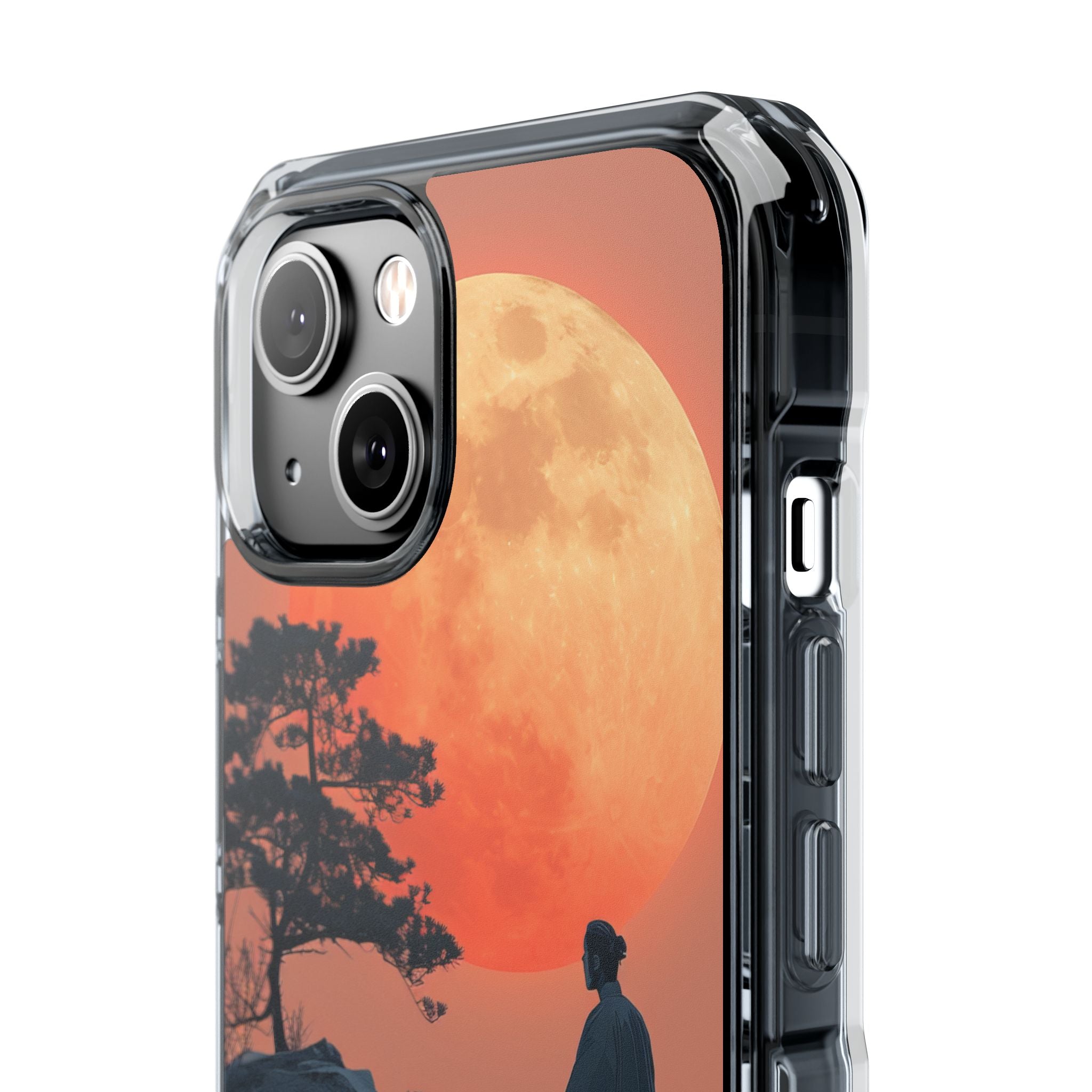 Zen Tranquility Under a Red Moon iPhone 14 - Clear Impact Phone Case