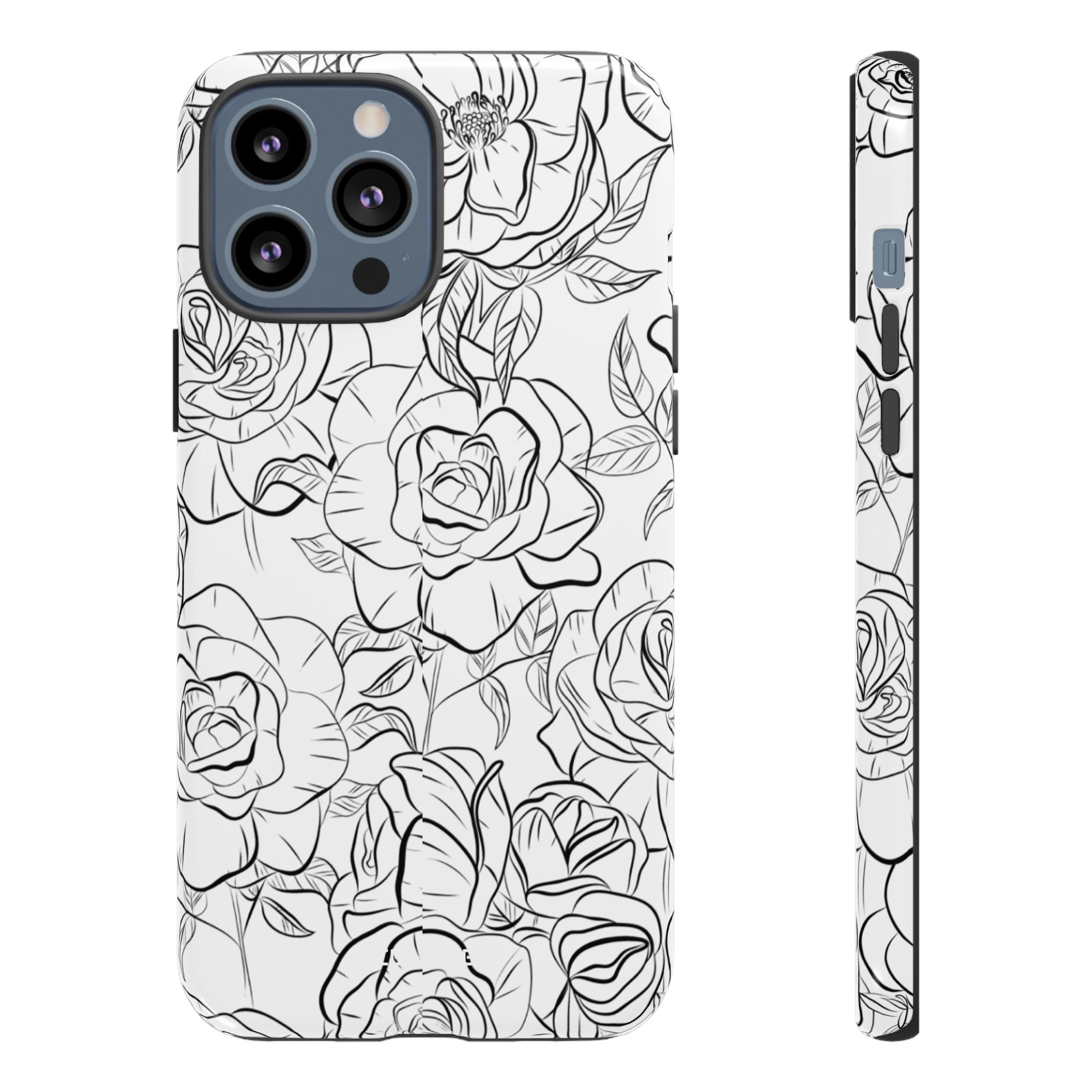 Intricate Rose Sketches - iPhone Case