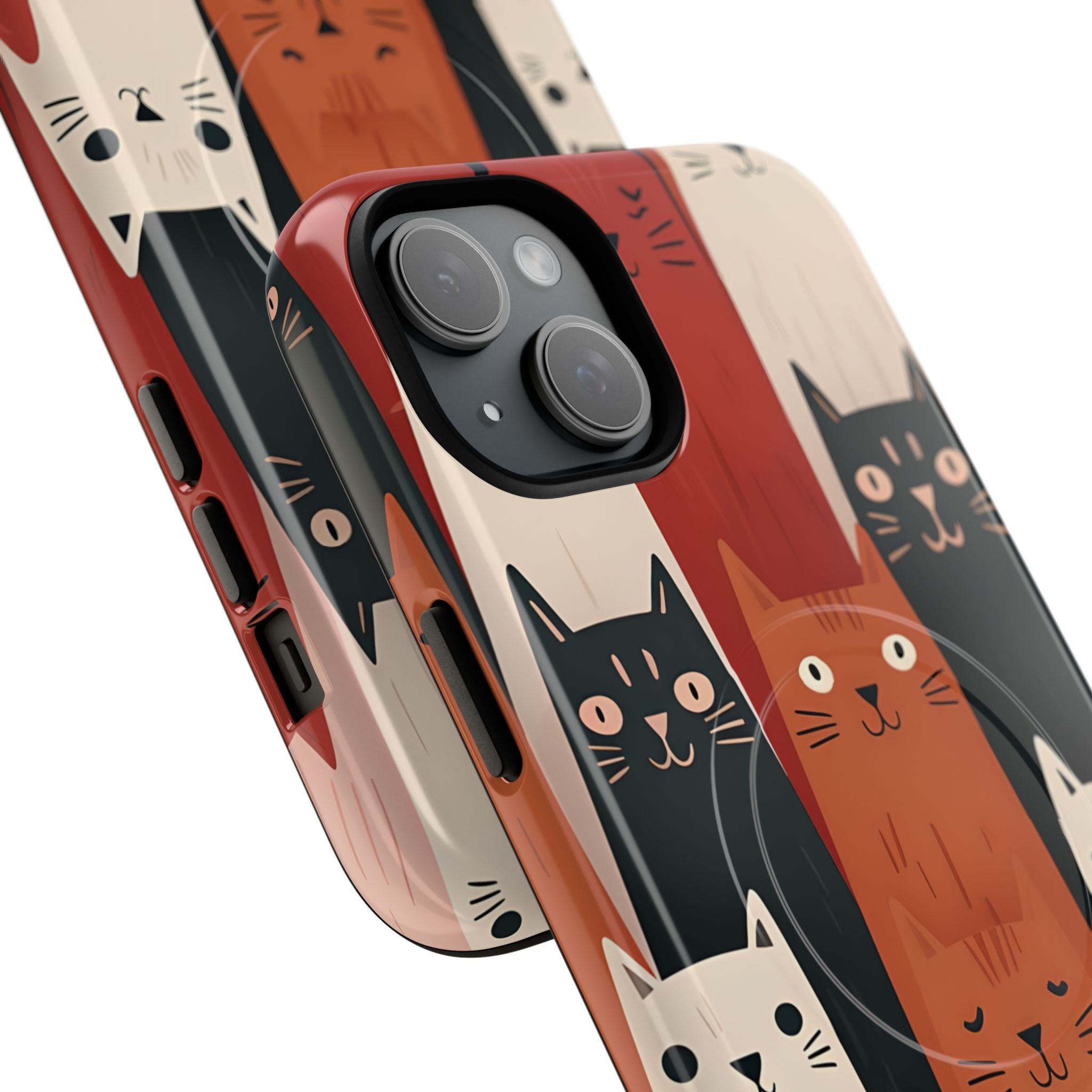 Elongated Cats Black iPhone 15 Plus Case - Tough+