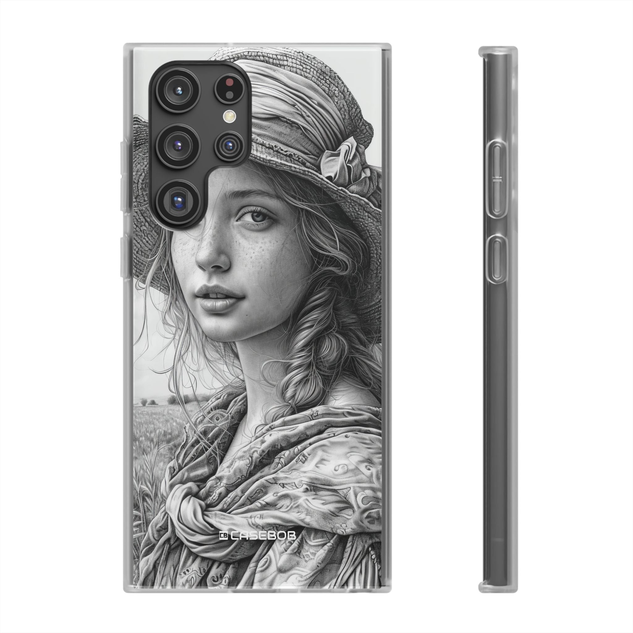 Serene Sketch Portrait | Flexible Phone Case for Samsung Galaxy