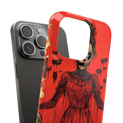 Haunting Scarlet Descent iPhone 15 - Slim Phone Case