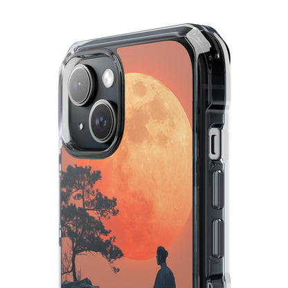 Zen Tranquility Under a Red Moon iPhone 15 - Clear Impact Phone Case