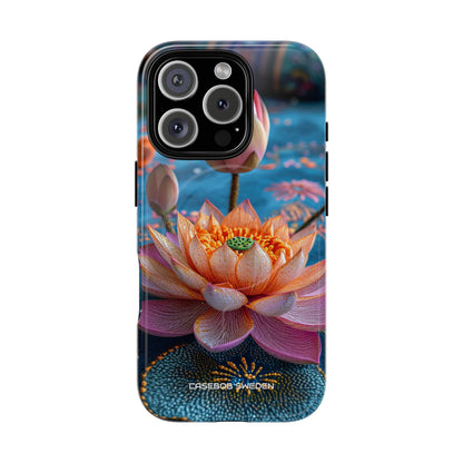 Vibrant Lotus Embroidery - Tough + MagSafe® iPhone 16 Phone Case